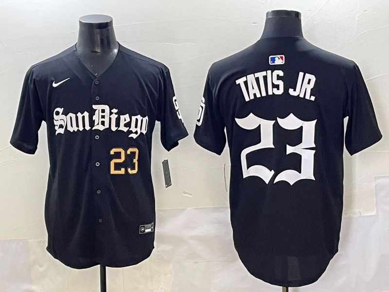 Men 2025 San Diego Padres #23 Tatis jr Black Five generations Joint Name Nike MLB Jersey style 4